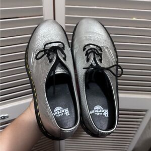Dr. Martens Metallic Silver Oxfords